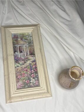 Small Rectangular Framed Art  & Mini Ceramic Pottery